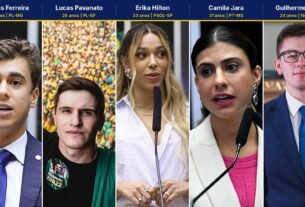 Os deputados federais Nikolas Ferreira, Lucas Pavanato, Erika Hilton, Camila Jara e Guilherme Kilter